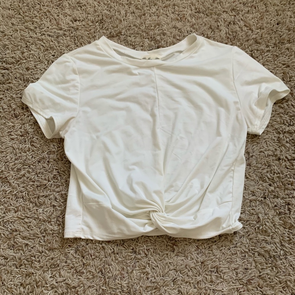 White tie front cropped tee